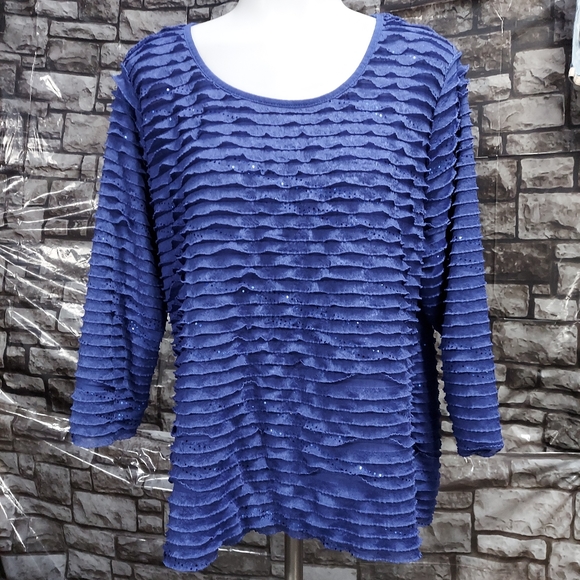 Notations Layered Ruffle Bling Blouse - Picture 8 of 17